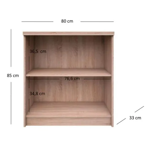 wymiary niskiego regału otwartego dąb sonoma Ontario 13X