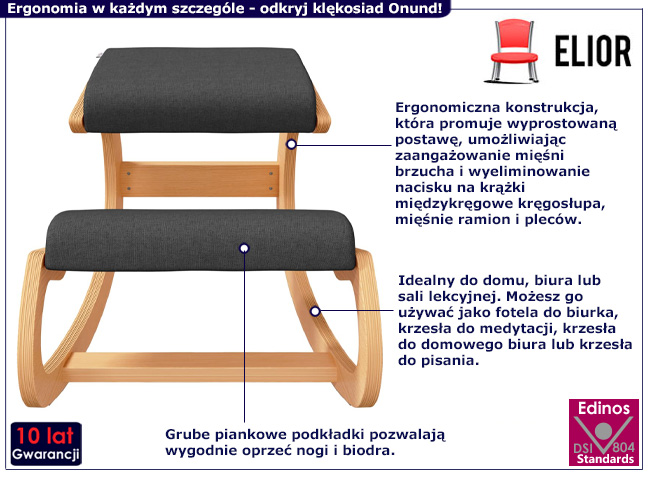 Klękosiad z czarnym siedziskiem Mirano