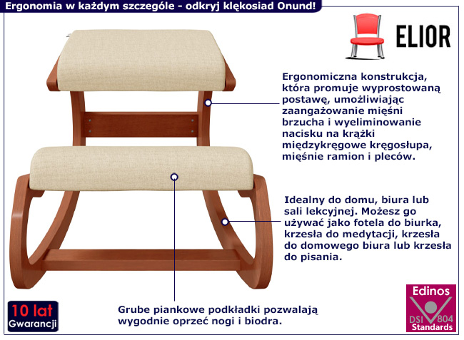Klękosiad z kremowym siedziskiem Gert