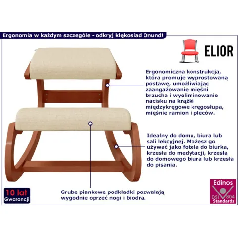 Klękoślad do pracy Onund kolor kremowy