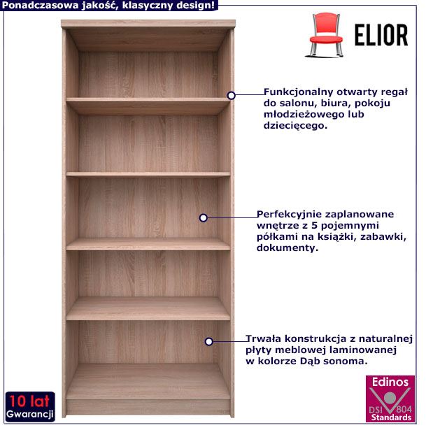 regał na ksiażki Riza 14X dąb sonoma