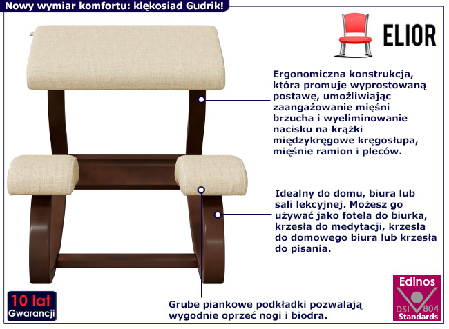 Klękosiad z kremowym siedziskiem Gudrik