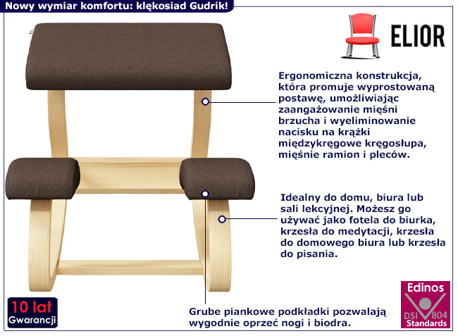 Klękosiad z brązowym siedziskiem Gudrik