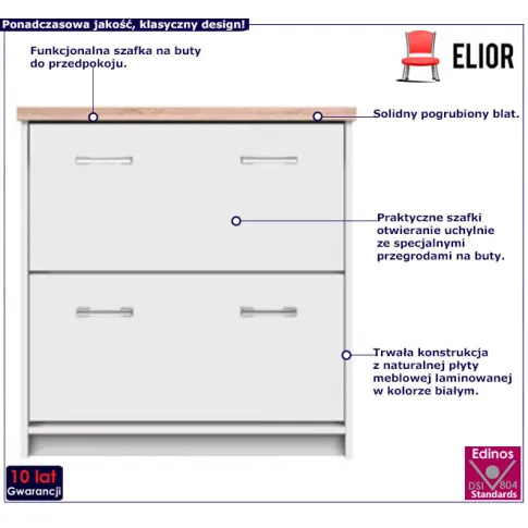 Nowoczesna szafka na buty biała Ontario 17X