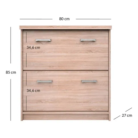 wymiary dwukomorowej szafki na buty dąb sonoma Ontario 17X