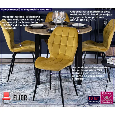 Stól z musztardowymi krzesłami Akin