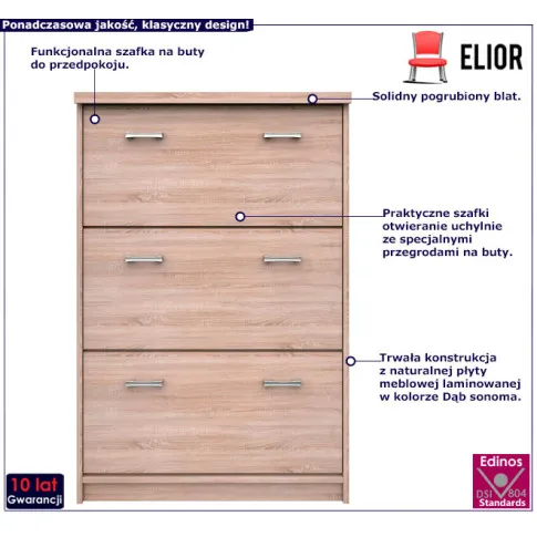 Nowoczesna szafka na buty dąb sonoma Ontario 18X