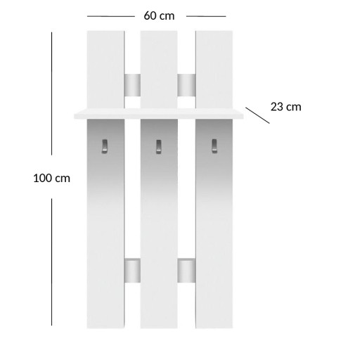 wymiary białego wieszaka ściennego 60cm Ontario 20X