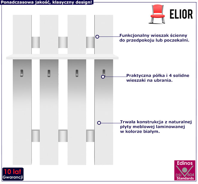 biały wieszak do przedpokoju Riza 21X