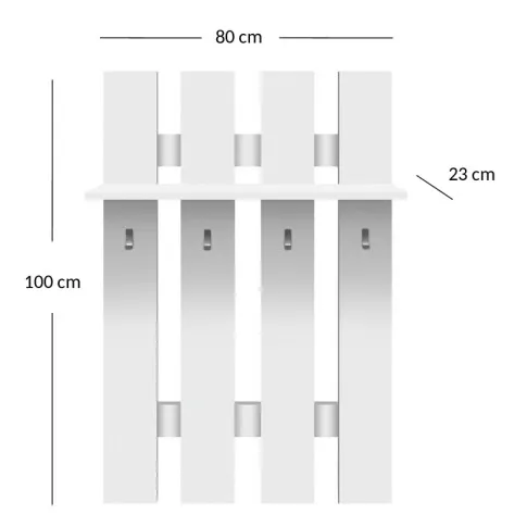 wymiary białego wieszaka ściennego 80cm Ontario 21X