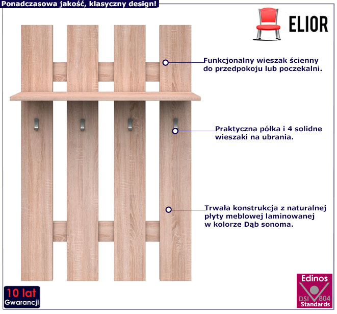 wieszak do przedpokoju Ontario 21X dąb sonoma