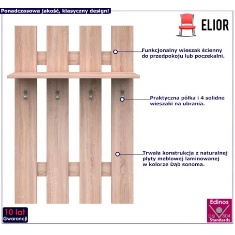 Nowoczesny wieszak ścienny Ontario dąb sonoma 22X