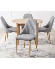 Zestaw okrągły stół z 4 szarymi krzesłami - Lixyl w sklepie Edinos.pl