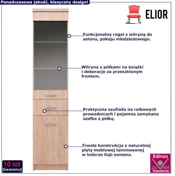 wysoka witryna Riza 22X dąb sonoma