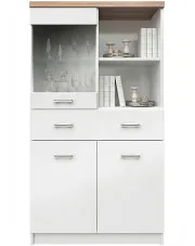 Biała wysoka komoda z witryną - Riza 23X w sklepie Edinos.pl