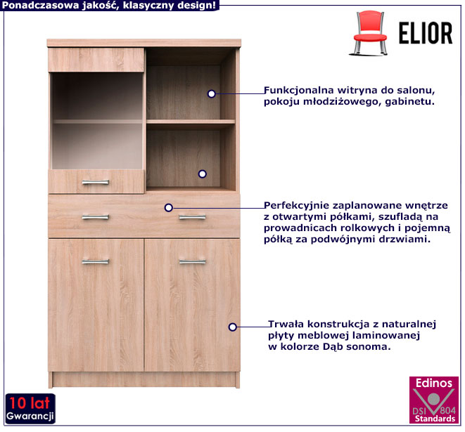 komoda z witryną dąb sonoma Riza 23X