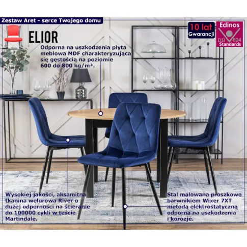 Komplet stół i 4 krzesła Aret