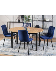 Rozkładany okrągły stół + cztery welurowe krzesła - Aret w sklepie Edinos.pl