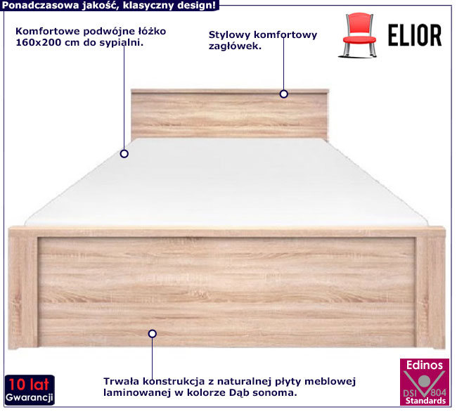 podwójne łóżko do sypialni dąb sonoma Ontario 26X