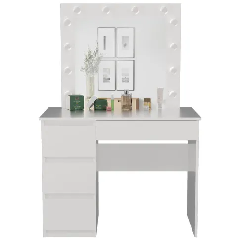 Biała toaletka skandynawska z lustrem led i szufladami Lotaro 4X