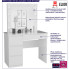 Infografika białej toaletki z szufladami i lustrem z żarówkami led Lotaro 4X