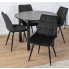 Czarny zestaw okrągły stół z 4 welurowymi krzesłami - Vaki