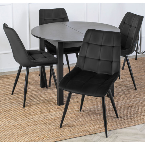 Czarny zestaw stół z krzesłami Vaki