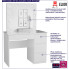 Infografika białej toaletki z lustrem podświetlanym i szufladami Lotaro 5X