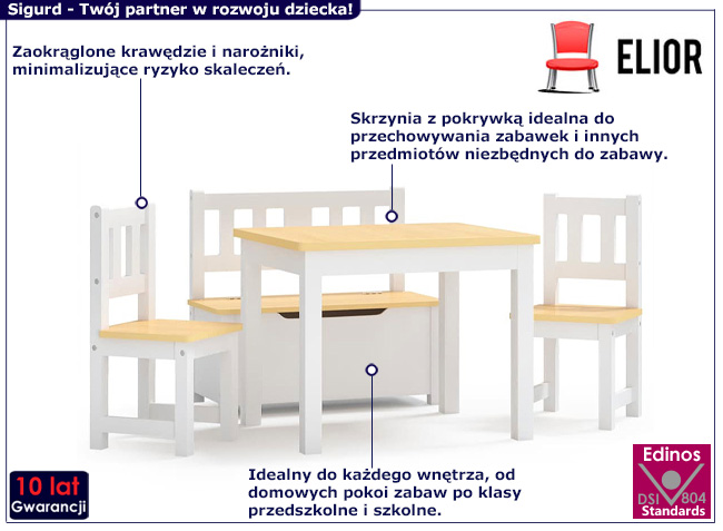 4-częściowy zestaw do pokoju dziecka Ibis kolor biało-beżowy