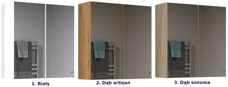 Kolory lustrzanej szafki łazienkowej z pojedynczym frontem Polagros 4X
