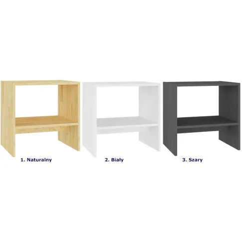 Kolory drewnianego stolika nocnego z półką Xano