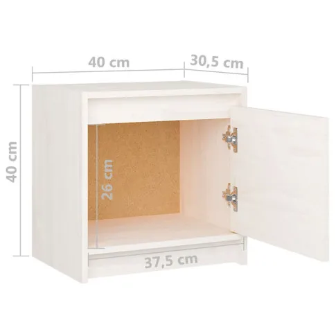 Biała szafka nocna z litego drewna sosnowego Veco wymiary