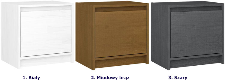 Kolory drewnianej zamykanej szafki nocnej Iris
