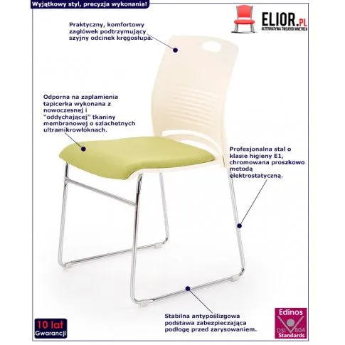 Fotografia Fotel konferencyjny Giri - biały + zielony z kategorii Pracownie i biura