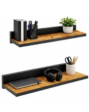 Zestaw półek wiszących czarny + dąb craft 2 szt - Nevra 4X w sklepie Edinos.pl