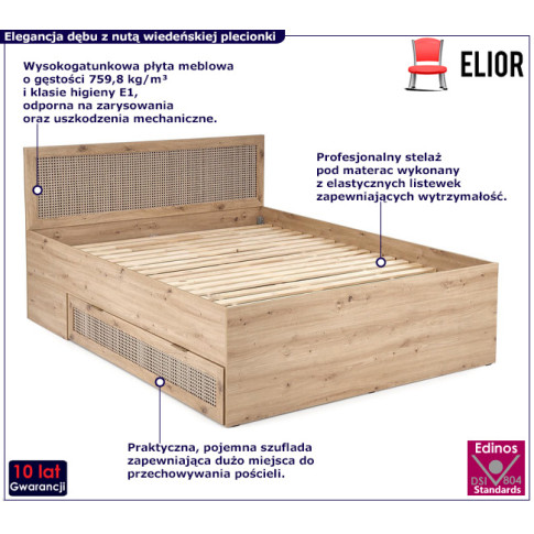 Duże łóżko w kolorze dąb artisan Enex 10X
