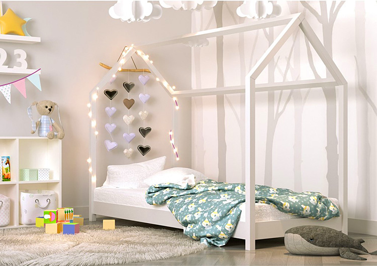 Wizualizacja białego łóżka dla dziecka Olaf 80x160