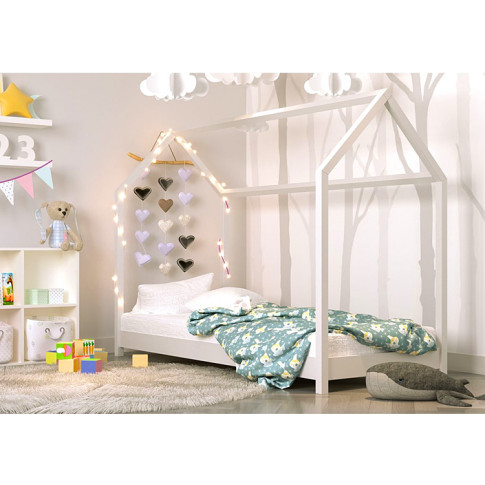 Wizualizacja łóżka białego łóżka dziecięcego Olaf 80x160
