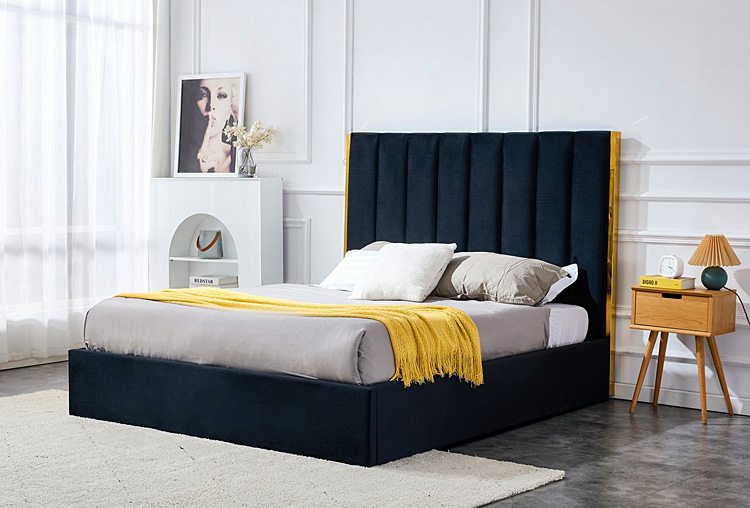 Czarne pikowane łóżko Benexo