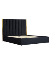 Czarne welurowe łóżko z pojemnikiem 160x200 cm - Benexo w sklepie Edinos.pl