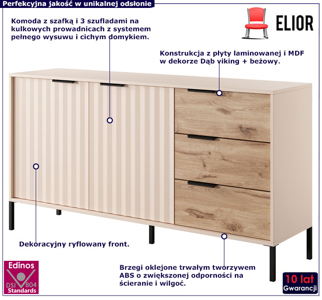 komoda dąb viking + beż Alto 4X