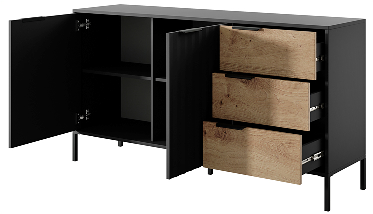 Komoda dąb artisan + czarny Alto 4X