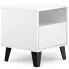 Biała szafka nocna na czarnych nóżkach do sypialni Nomari 3X