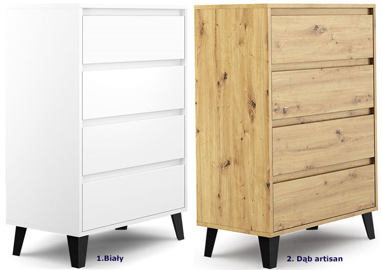 Kolory komody z 4 szufladami Hallor 5X
