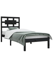 Czarne pojedyncze łóżko drewniane 90x200 - Satori 3X w sklepie Edinos.pl