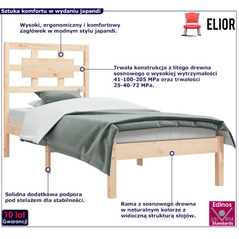 Drewniane łóżko w kolorze naturalnym 90x200 Satori 3X