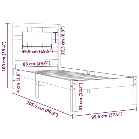 Wymiary drewnianego łóżka 90x200 Satori 3X