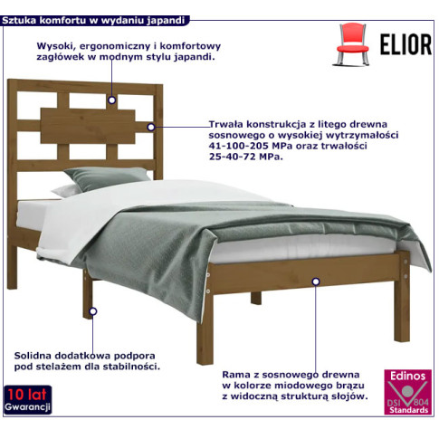 Drewniane łóżko w kolorze brązowym 90x200 Satori 3X