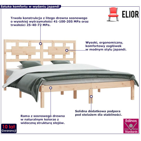 Drewniane łóżko w kolorze naturalnym 120x200 Satori 4X