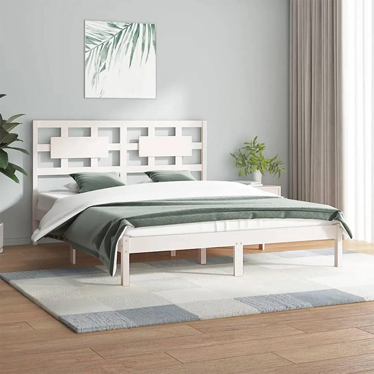 Aranżacja z białym drewnianym łóżkiem 10x200 Satori 4X